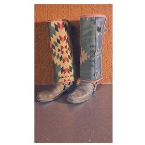 Vintage Pendleton Wool Boot Covers Leather Artisan Handmade Western